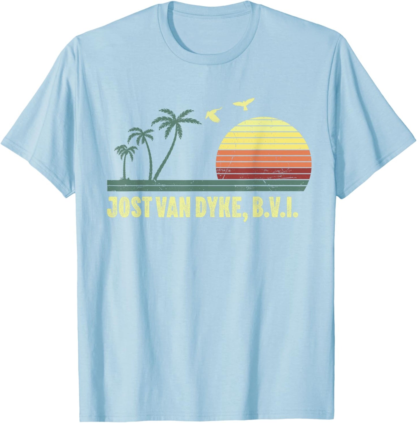 Jost Van Dyke B.V.I British Virgin Islands Souvenir Vacation T-Shirt - T-Shirt | Light Blue