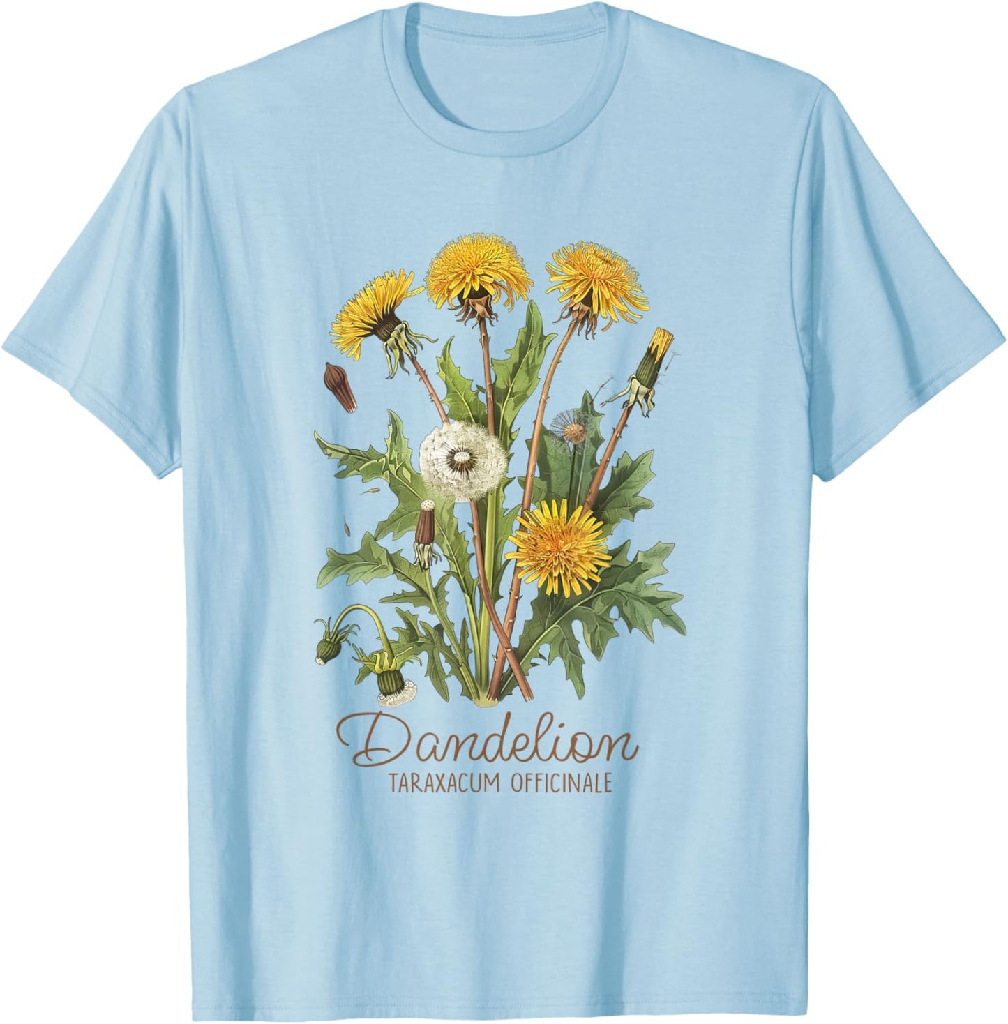 Dandelion Vintage Botanical Herbalist Gardening Dandelion T-Shirt - T-Shirt | Light Blue