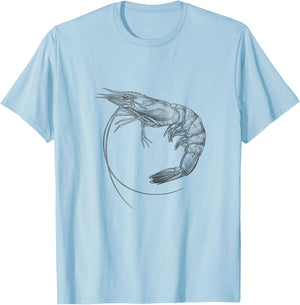 Vintage Shrimp Drawing Art Design T-Shirt - T-Shirt | Light Blue