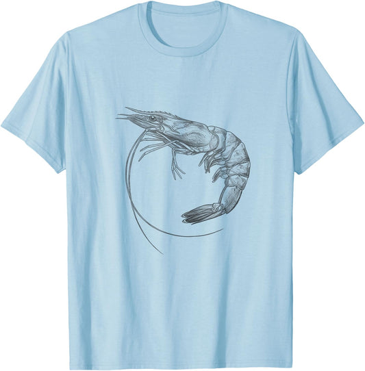 Vintage Shrimp Drawing Art Design T-Shirt - T-Shirt | Light Blue