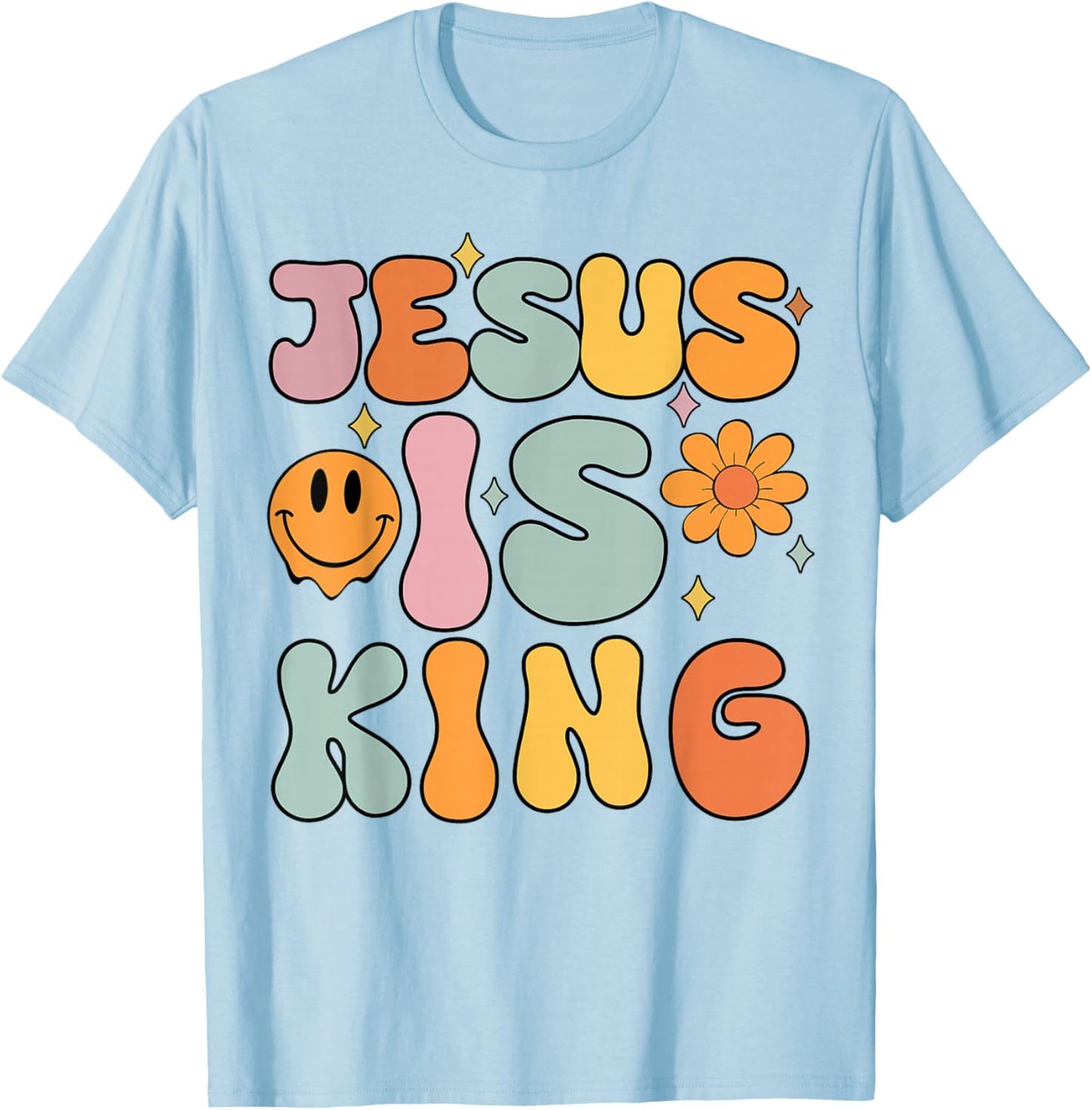 Youth Jesus is King Cute Christian Girl Teen Religious Faith T-Shirt - T-Shirt | Light Blue