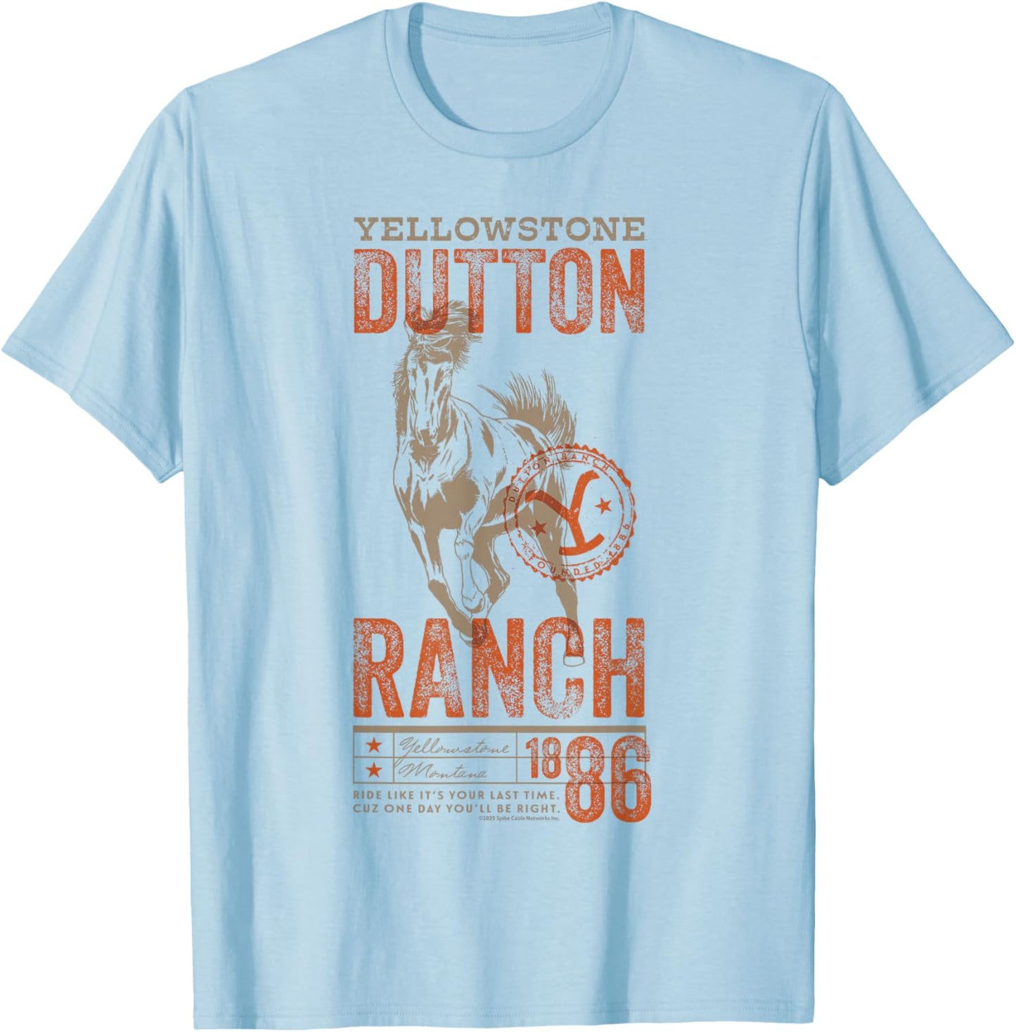 Yellowstone Dutton Ranch 1886 Horse Poster T-Shirt - T-Shirt | Light Blue