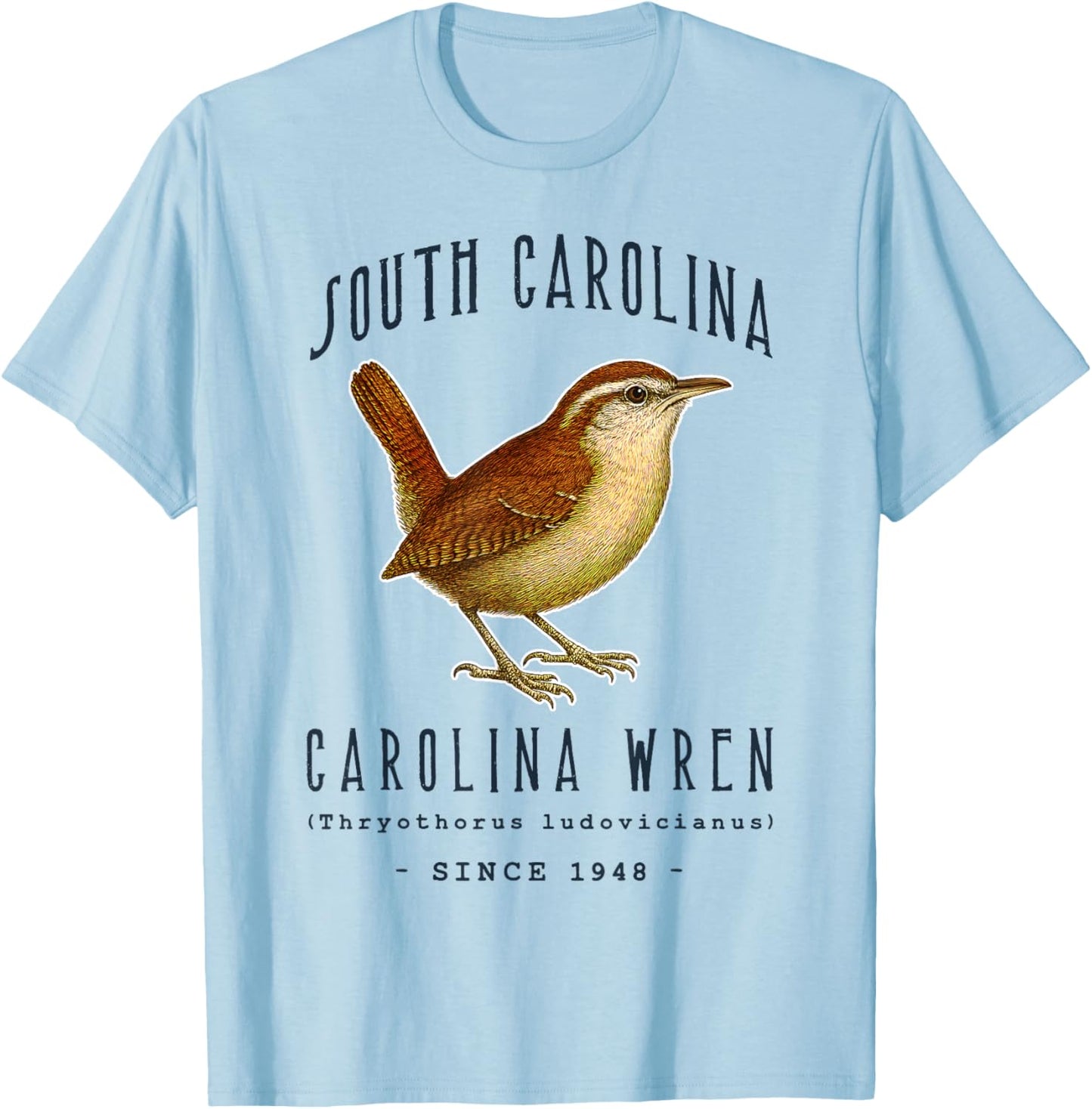 Carolina Wren Bird T-Shirt - T-Shirt | Light Blue