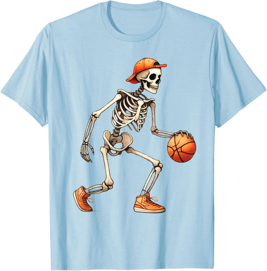 Skeleton Basketball Halloween Costume Funny Men Boys Kids T-Shirt - T-Shirt | Light Blue