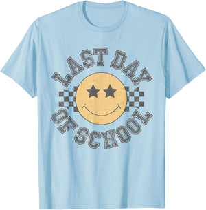 Retro Groovy Last Day of School Teacher End of The Year Girl T-Shirt - T-Shirt | Light Blue
