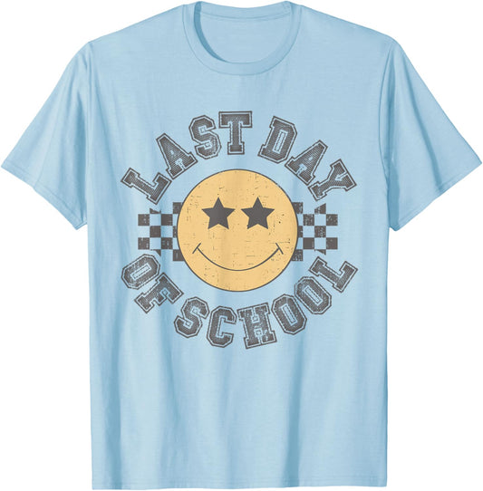 Retro Groovy Last Day of School Teacher End of The Year Girl T-Shirt - T-Shirt | Light Blue