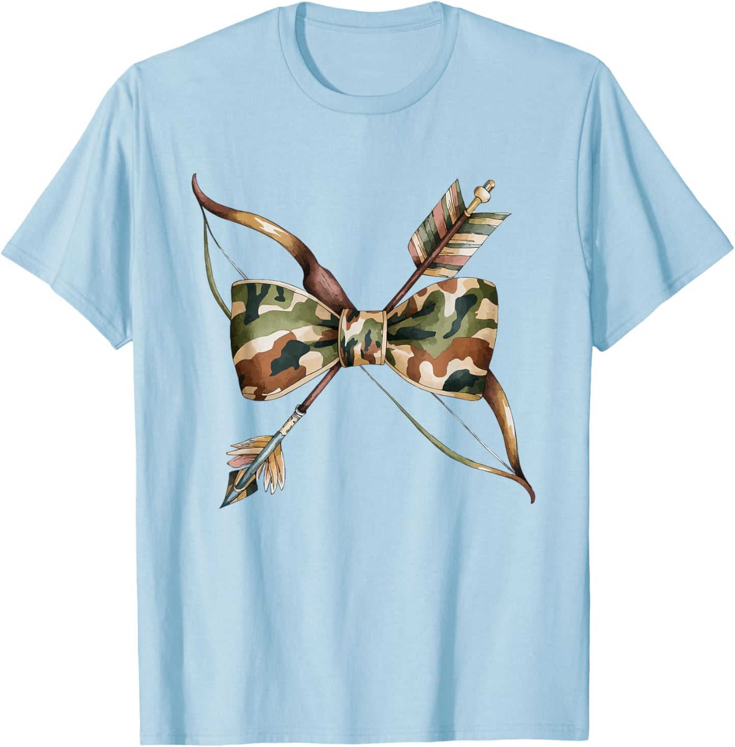 Coquette Camo Bow Camouflage Antlers Hunting Duck Women Girl T-Shirt - T-Shirt | Light Blue