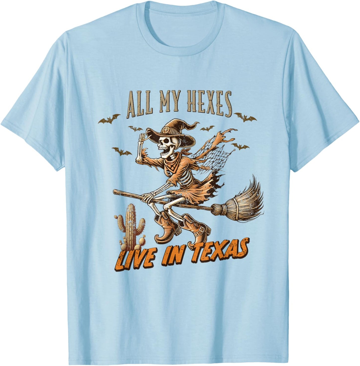 Funny Halloween All My Hexes Live In Texas T-Shirt - T-Shirt | Light Blue