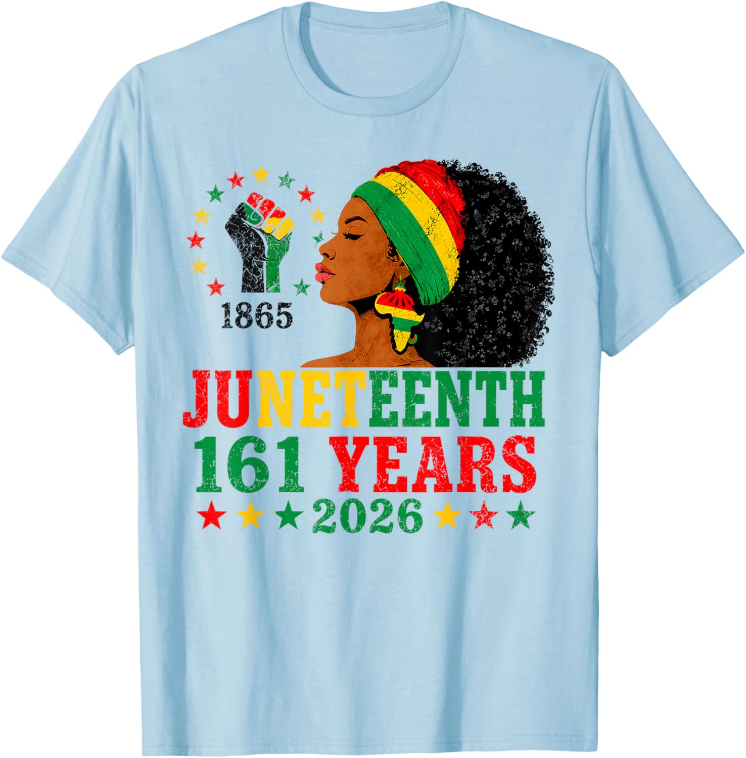 Juneteenth 1865 2026 161 Years of Freedom Black Women T-Shirt - T-Shirt | Light Blue