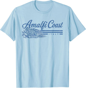 Amalfi Coast Italy Vintage Retro Travel Destination T-Shirt - T-Shirt | Light Blue