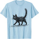 Minimalist Cat, Hand Drawn Kitten T-Shirt - T-Shirt | Light Blue