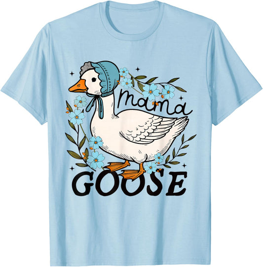 Mama Goose Funny Silly Goose Mom Humor T-Shirt - T-Shirt | Light Blue