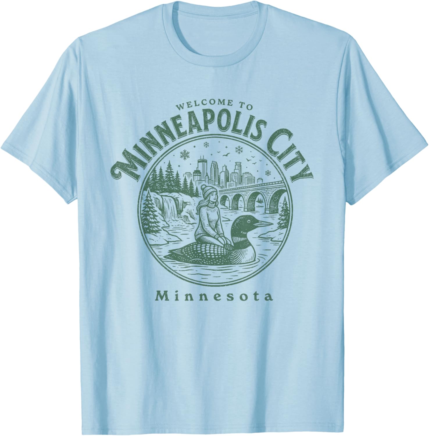 Willkommen in Minneapolis City Minnesota T-Shirt - T-Shirt | Light Blue