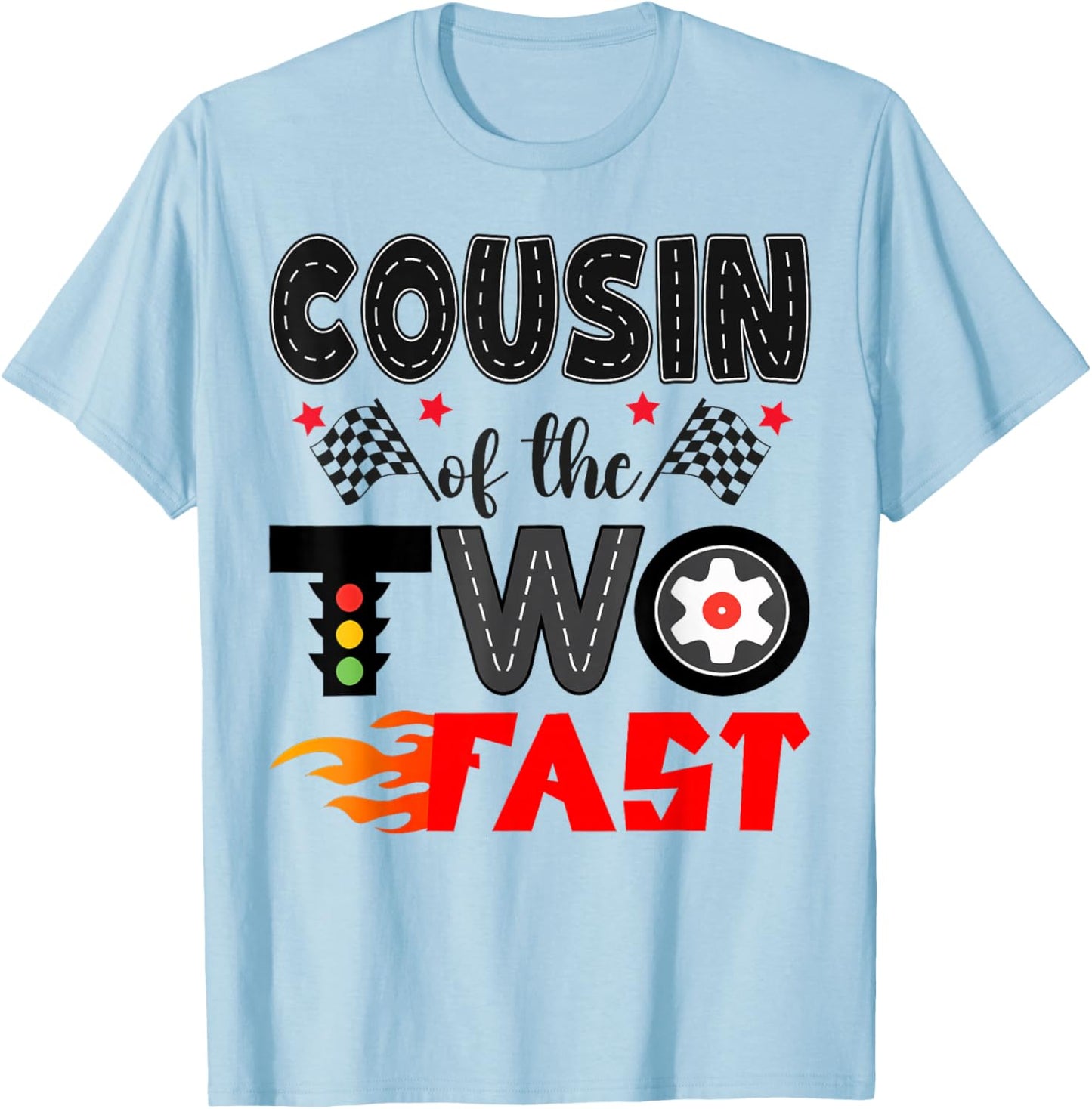 Cousin of The Two Fast Racing Car 2Nd Birthday Boy T-Shirt - T-Shirt | Light Blue