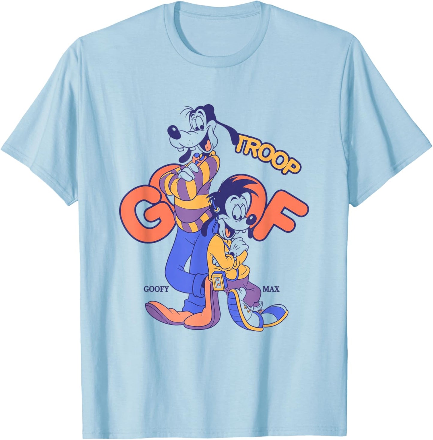 Disney A Goofy Movie Goof Troop Best Duo Big Chest Poster T-Shirt - T-Shirt | Light Blue
