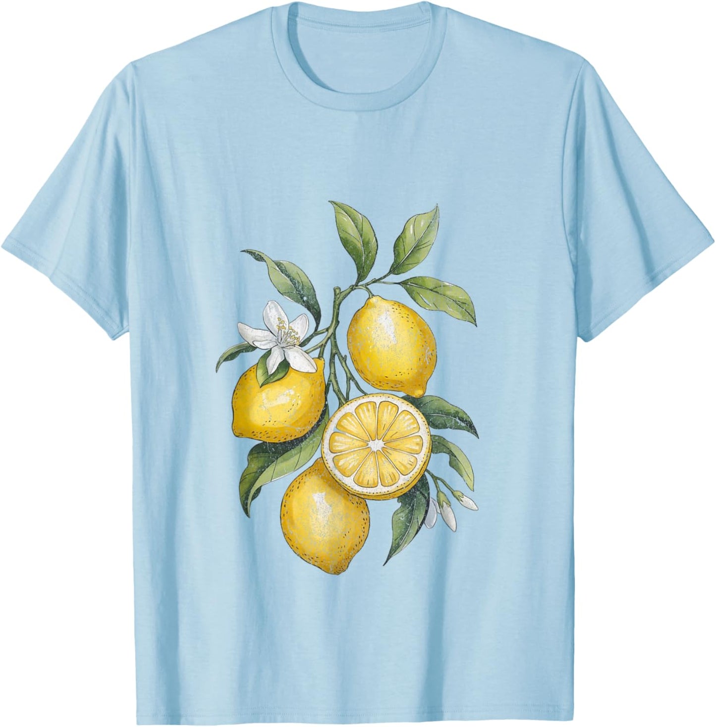 Citrus Vibes Vintage Lemon T-Shirt - T-Shirt | Light Blue