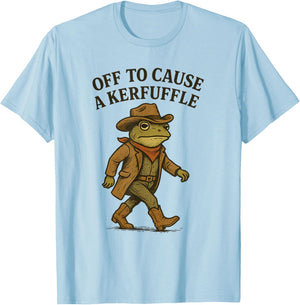 Cowboy Frog Off to Cause a Kerfuffle Vintage Adventure Wear T-Shirt - T-Shirt | Light Blue