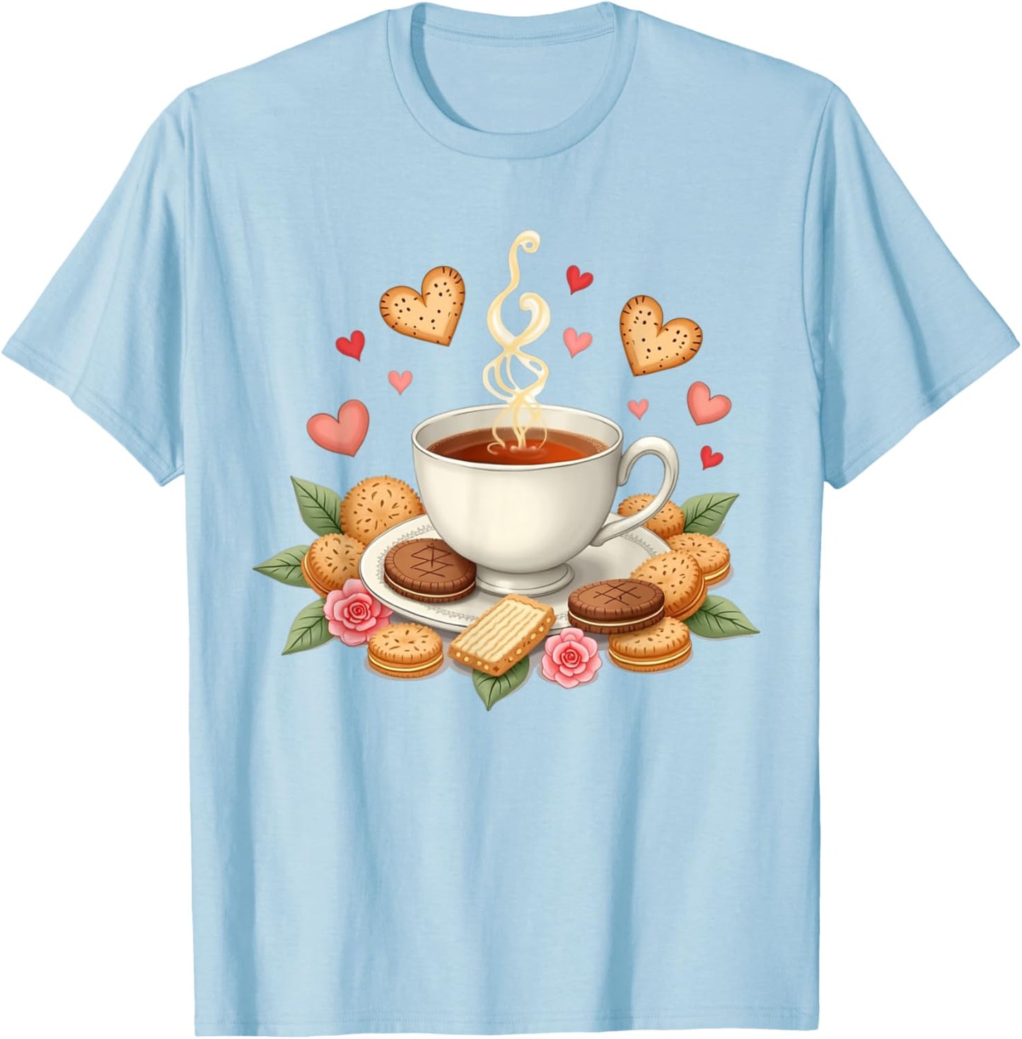 Tea and Biscuits – Funny British Tea Lover T-Shirt - T-Shirt | Light Blue