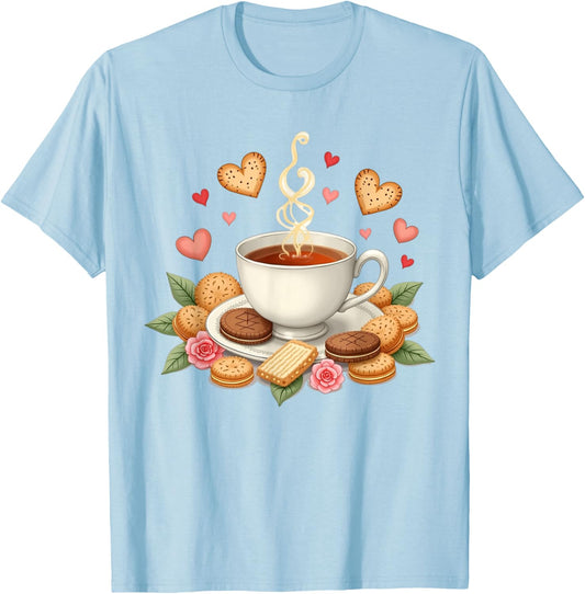 Tea and Biscuits – Funny British Tea Lover T-Shirt - T-Shirt | Light Blue