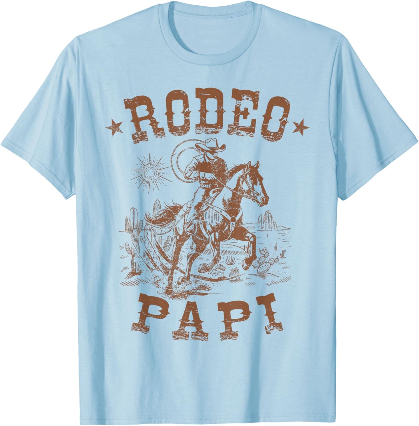 Rodeo Papi Western Cowboy Family Matching Father's Day T-Shirt - T-Shirt | Light Blue