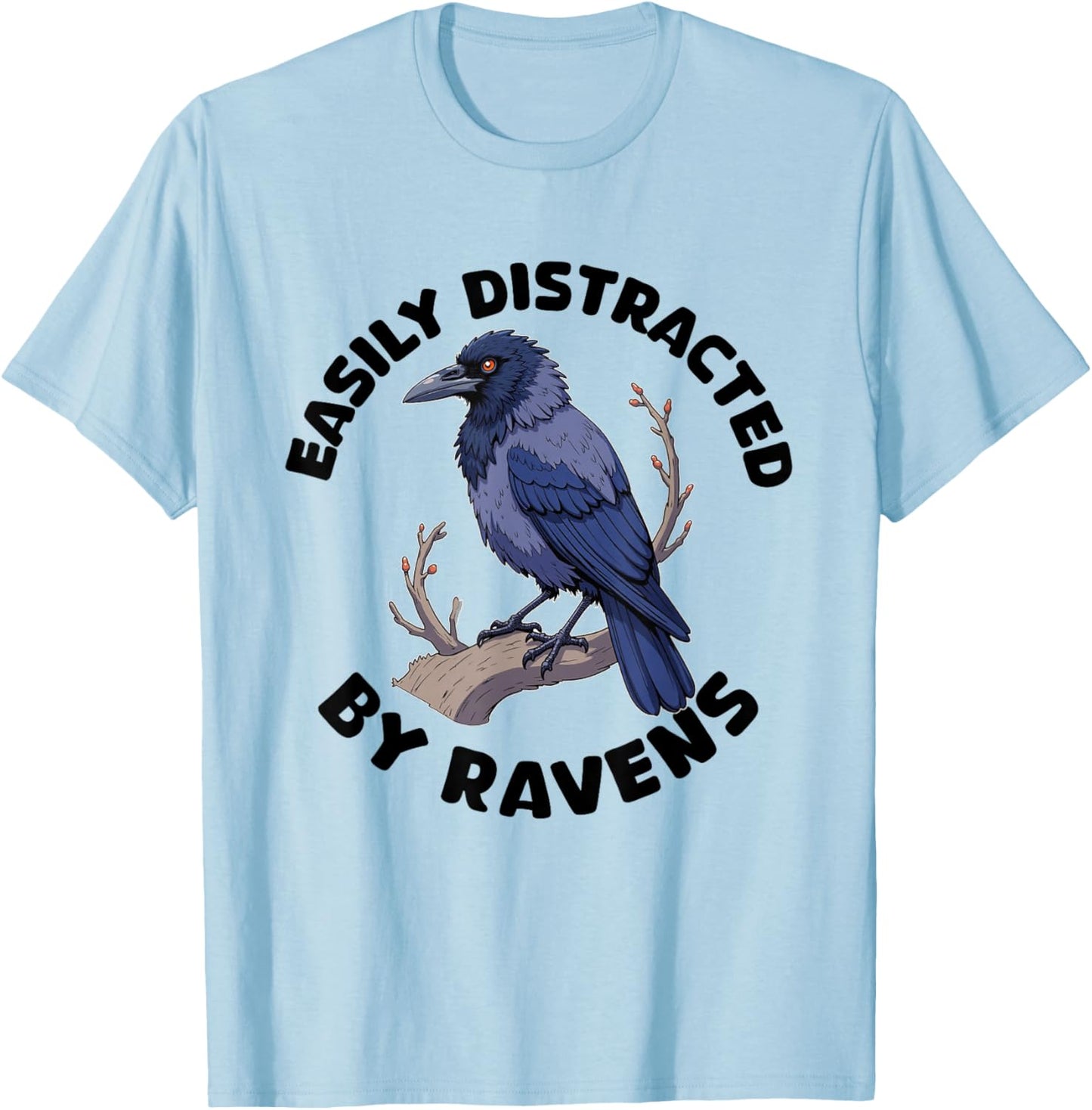 Ravens Crow Black Bird Corbie Silhouette Lover Men Women Boy T-Shirt - T-Shirt | Light Blue