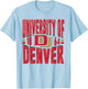 Denver Pioneers Vintage 90's Retro White Officially Licensed T-Shirt - T-Shirt | Light Blue