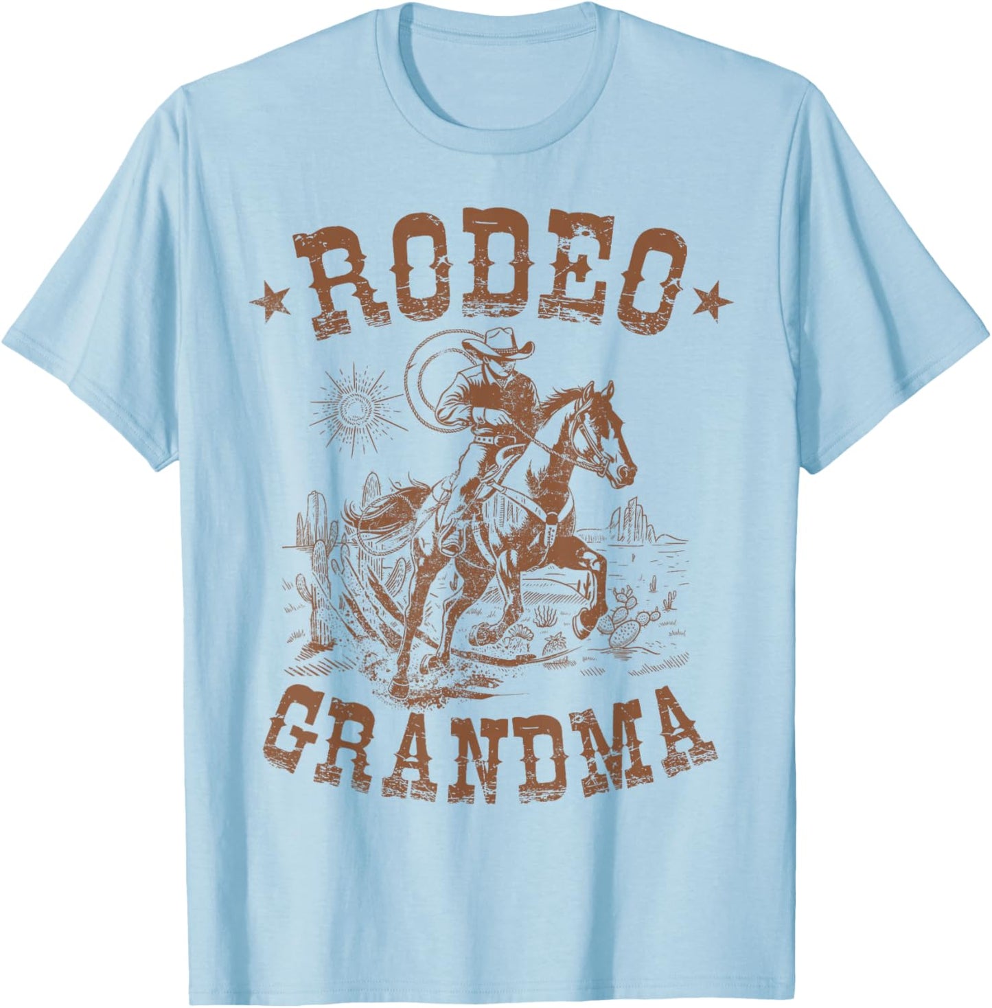 Rodeo Grandma Western Cowboy Family Matching Mother's Day T-Shirt - T-Shirt | Light Blue