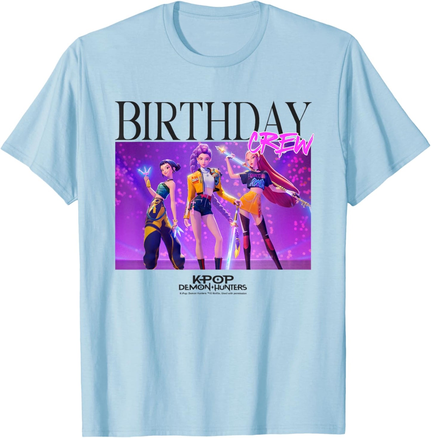 KPop Demon Hunters Birthday Crew Offiziell lizenziert T-Shirt - T-Shirt | Light Blue