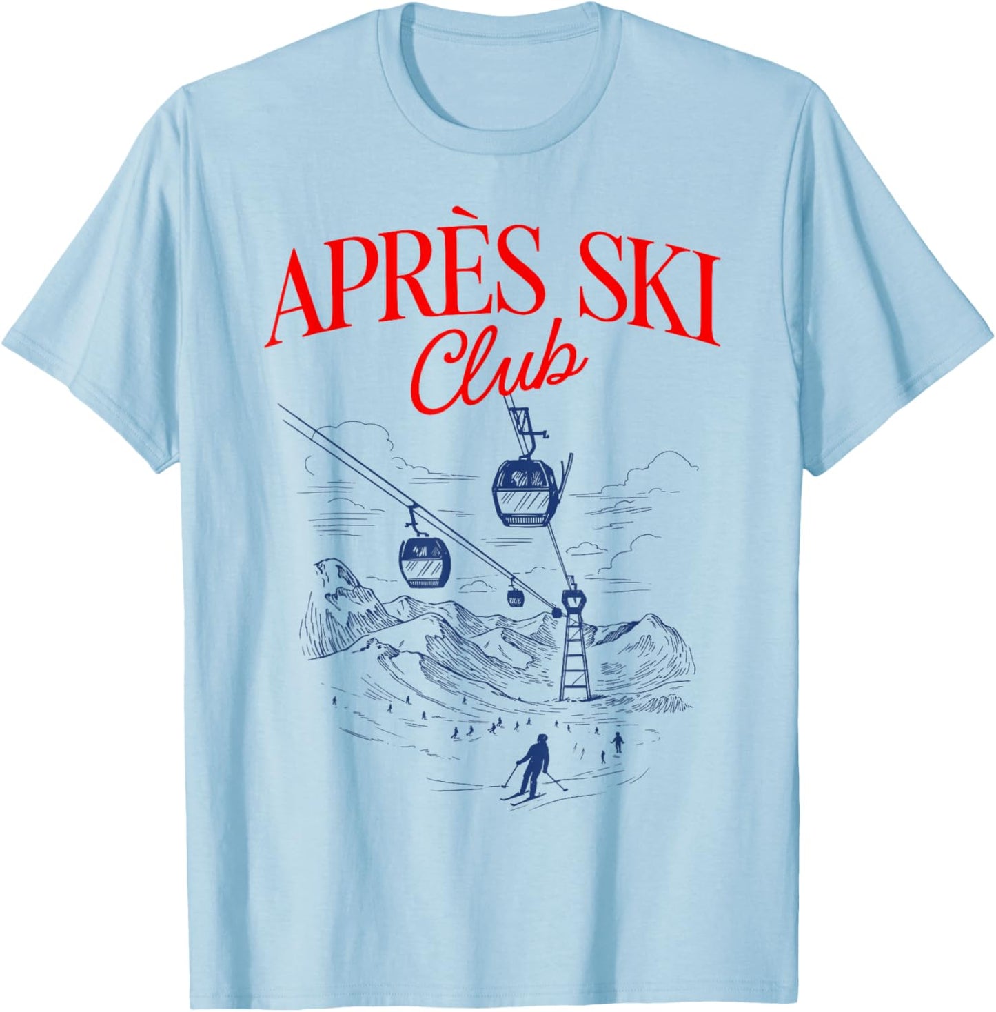 APRÈS SKI Club X Skier Skier Illustration Ski T-Shirt - T-Shirt | Light Blue