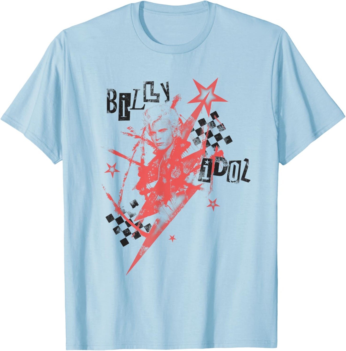 Billy Idol - Checker Collage T-Shirt - T-Shirt | Light Blue