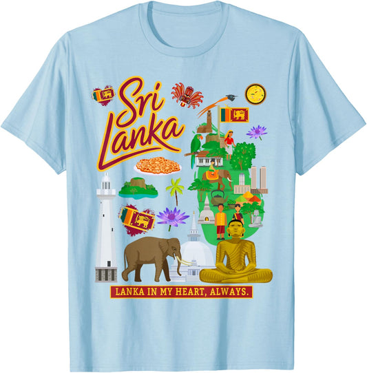 Sri Lanka Flag Outfit Idea for Kids & Sri Lankan Themed T-Shirt - T-Shirt | Light Blue