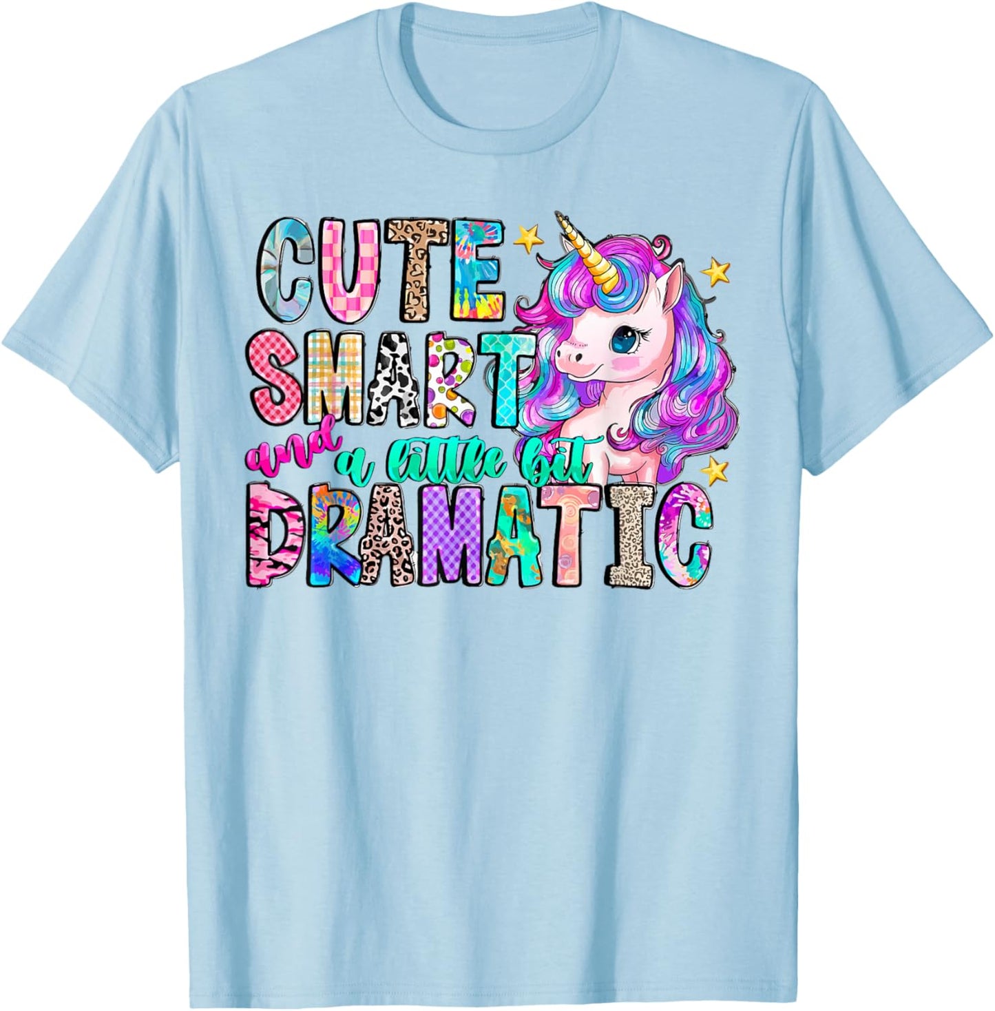 Cute Smart and a Little bit Dramatic Funny Unicorn Kid Girls T-Shirt - T-Shirt | Light Blue