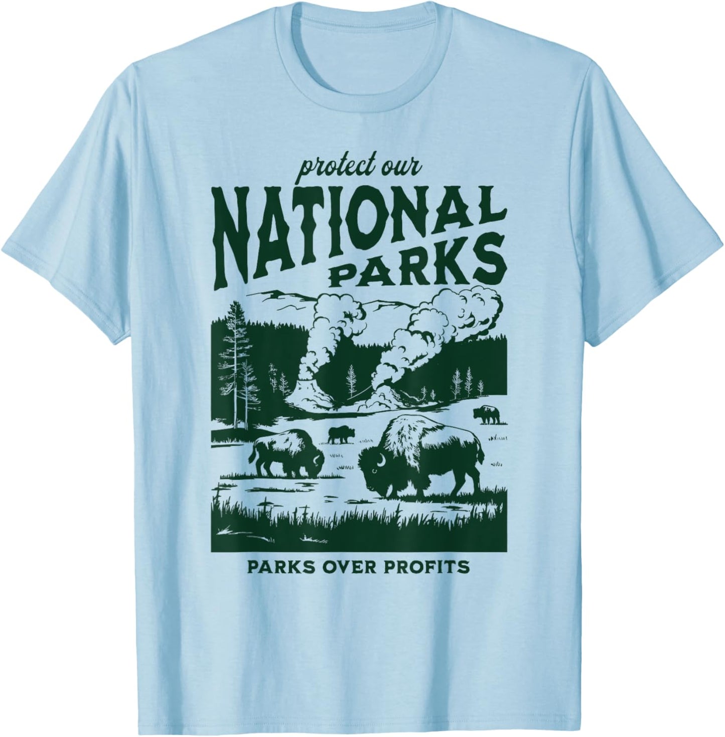 Protect Our National Parks Defund Doge Parks Not Profits T-Shirt - T-Shirt | Light Blue