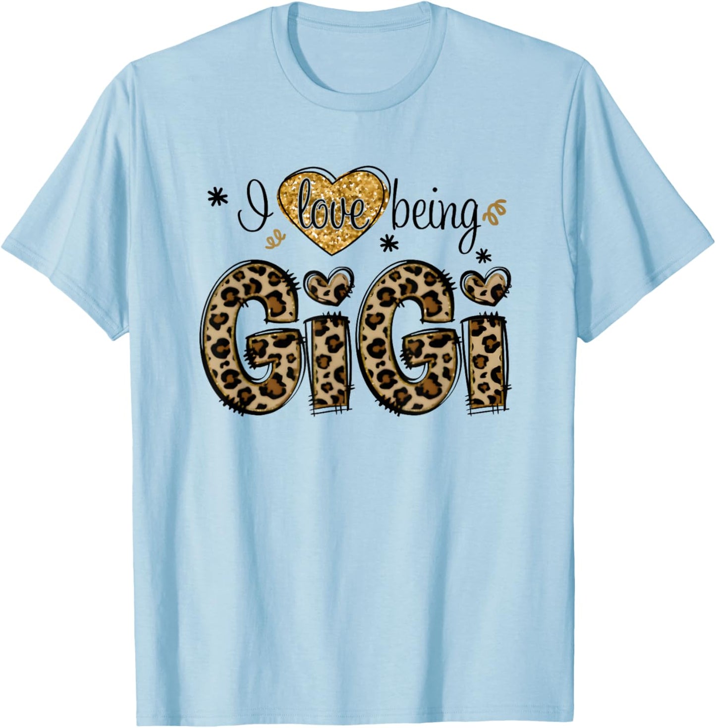 I Love Being Gigi Leopard T-Shirt - T-Shirt | Light Blue