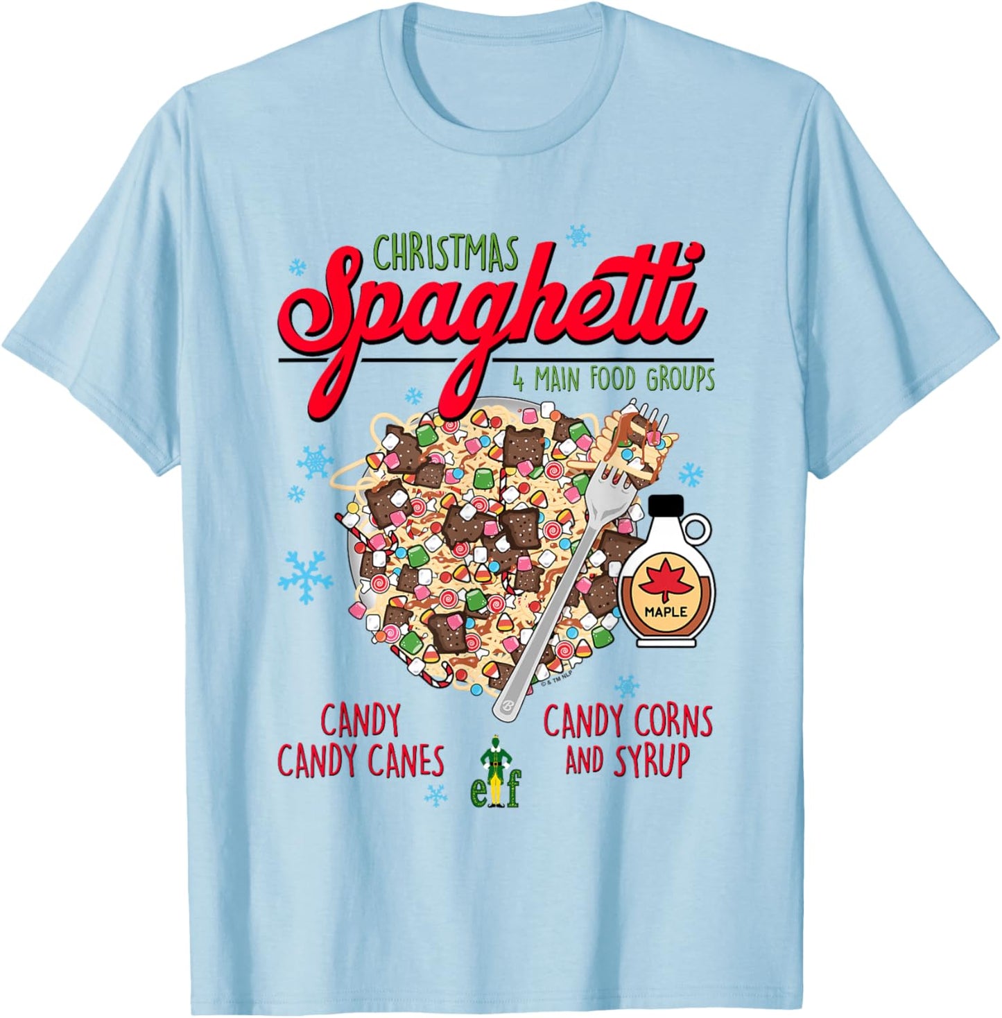 Elf Christmas Spaghetti T-Shirt - T-Shirt | Light Blue