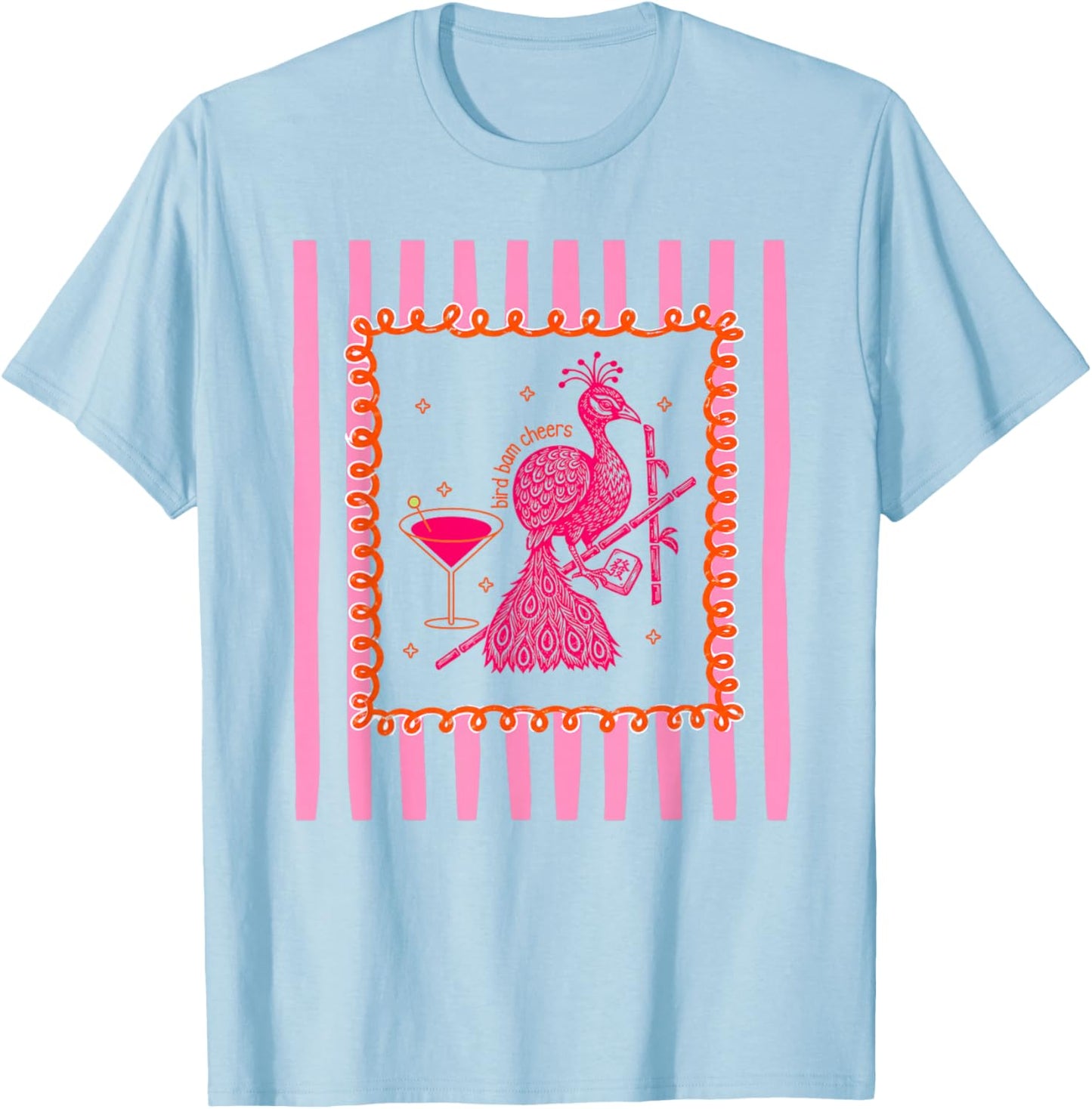 Mahjong Bird Bam Cheers Preppy Shirt Mah Jong Player Wine T-Shirt - T-Shirt | Light Blue