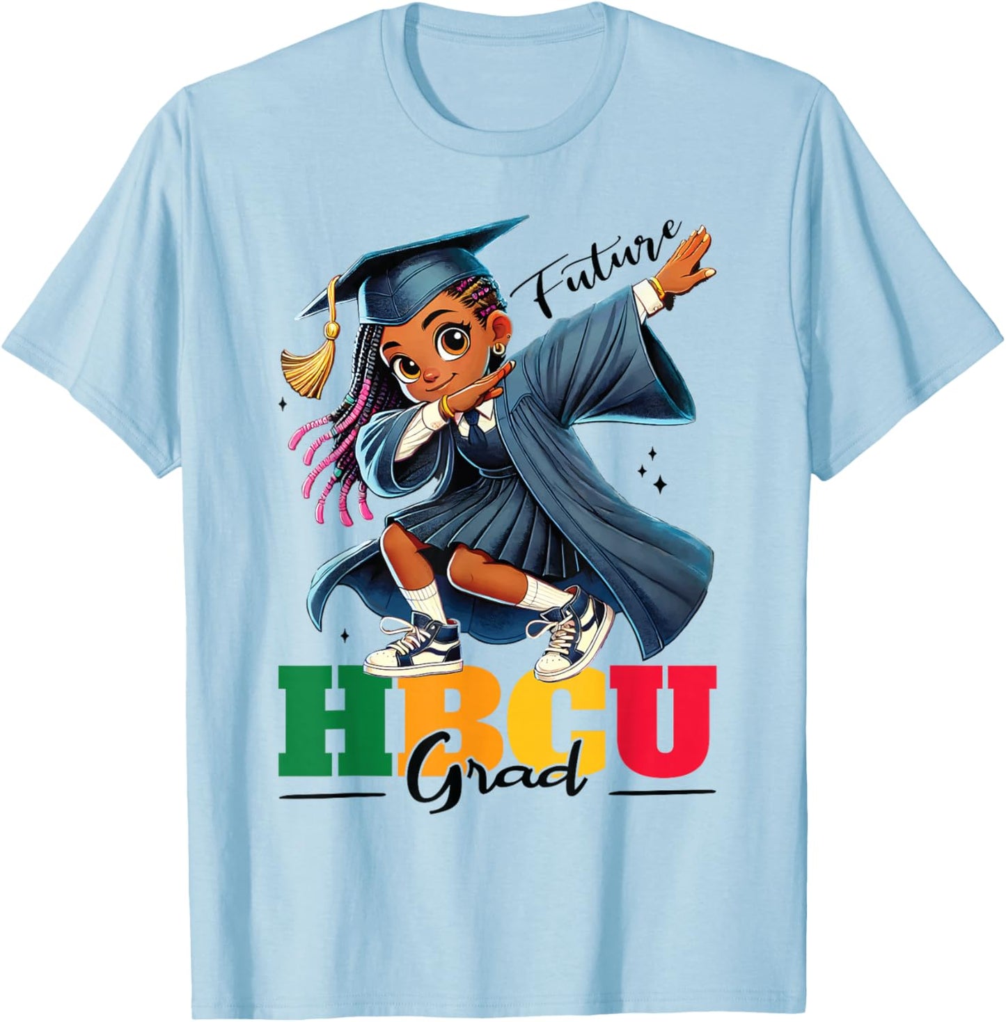 Future HBCU Grad kids Black Girl Afro Black History Month T-Shirt - T-Shirt | Light Blue