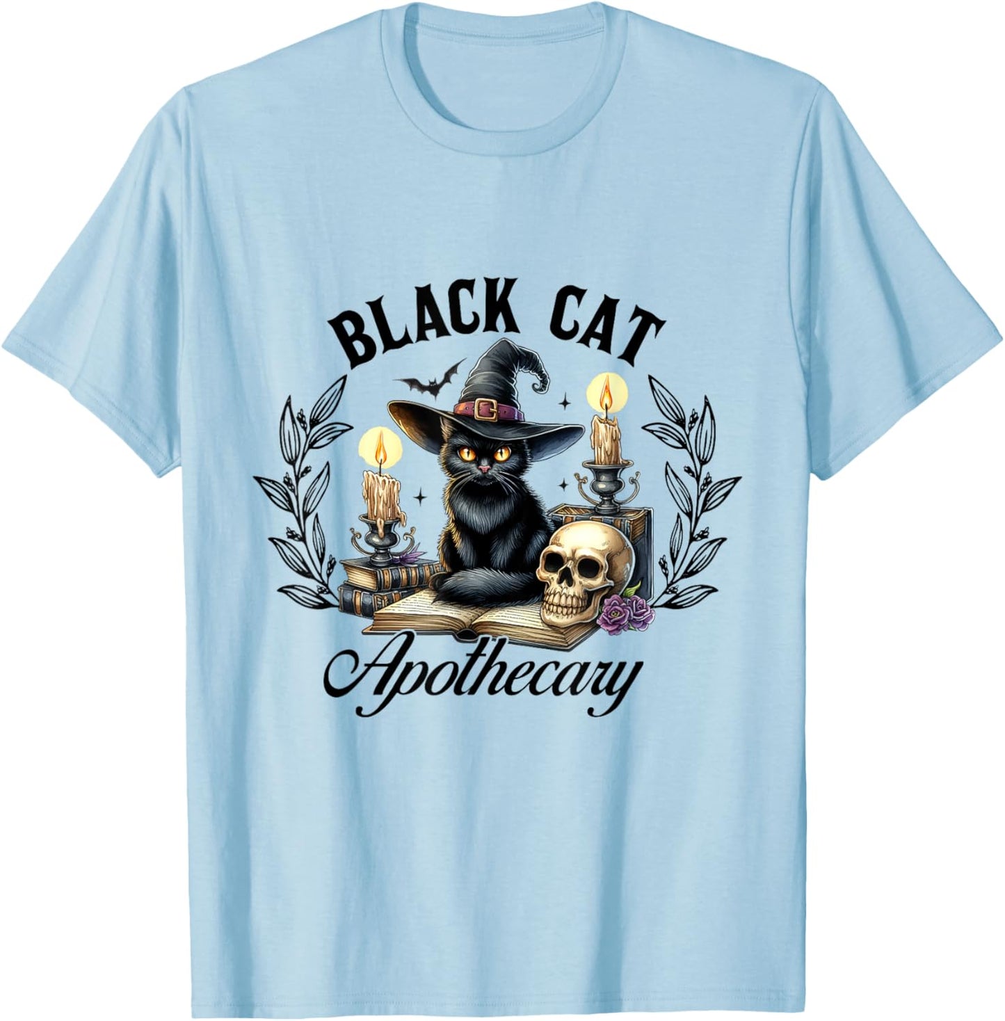 Black Cat Apothecary Funny Halloween Witchy Women Pet Love T-Shirt - T-Shirt | Light Blue