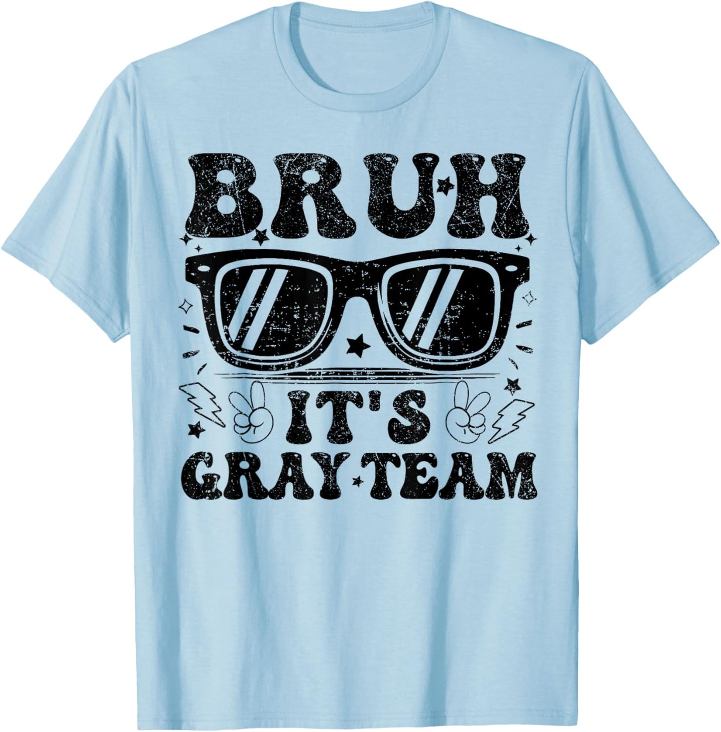 Field Day Bruh It's Gray Team Teacher Boys Girls Peace Hand T-Shirt - T-Shirt | Light Blue