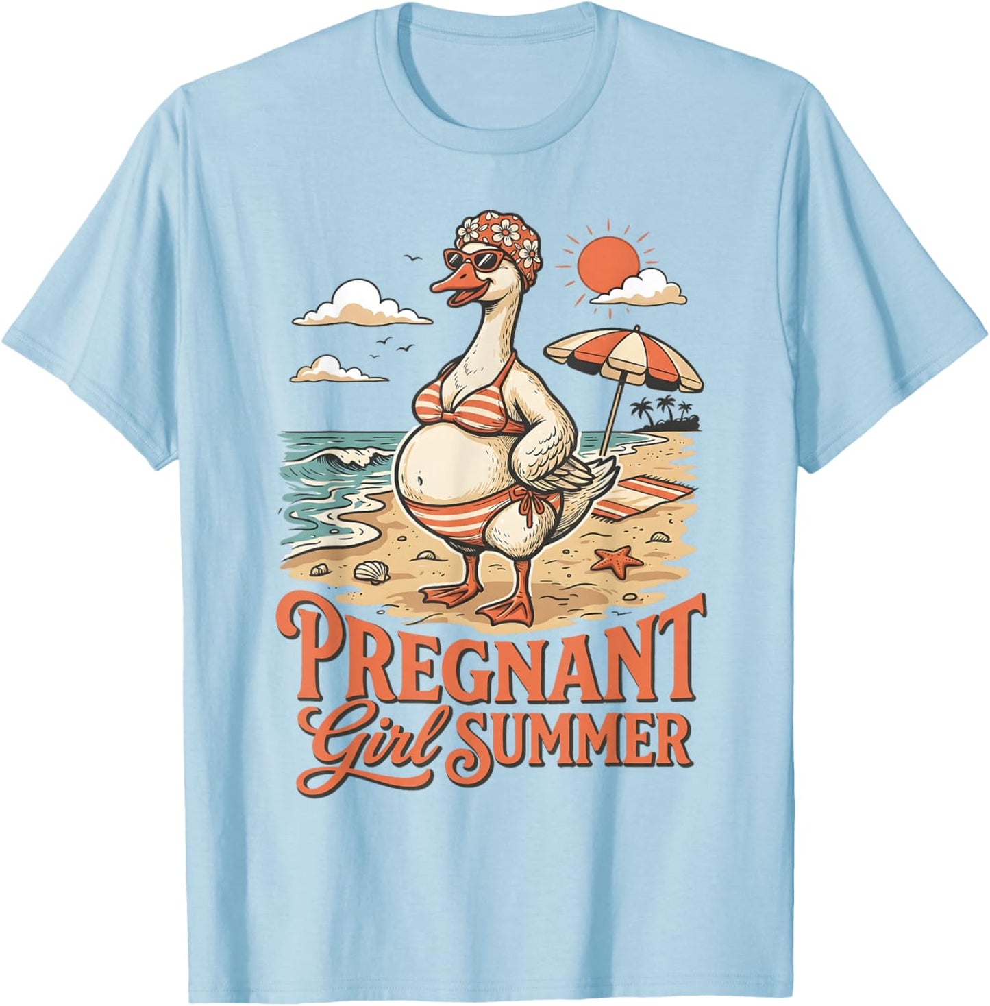Funny Goose Pregnancy Baby Announcement Pregnant Girl Summer T-Shirt - T-Shirt | Light Blue