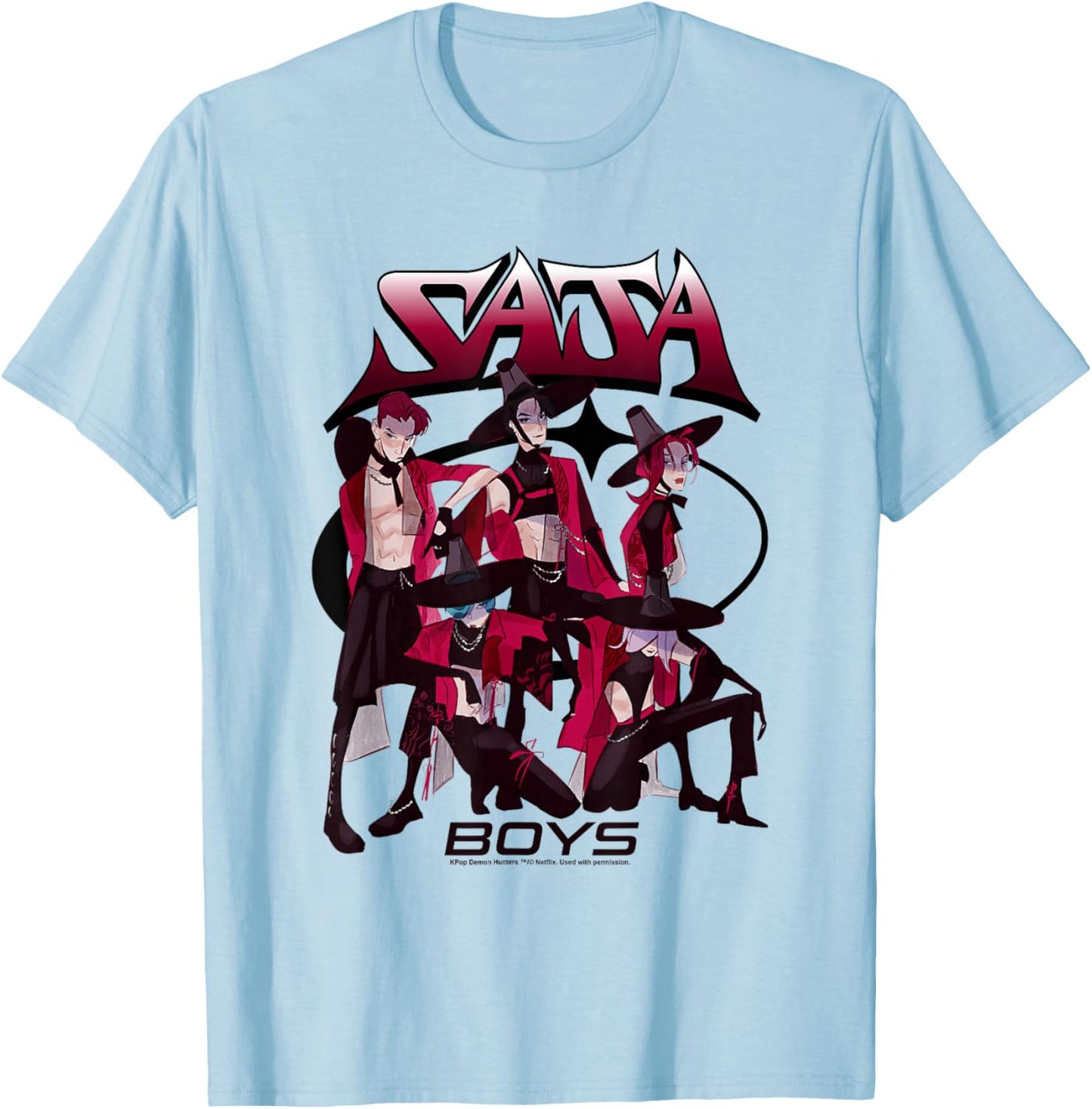 Kpop Demon Hunters Saja Boys Demon Group T-Shirt - T-Shirt | Light Blue
