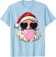 Santa Claus Blowing Bubble Gum Pink Sunglasses Christmas T-Shirt - T-Shirt | Light Blue