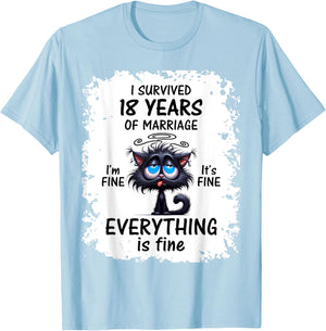 Porcelain Wedding I Survived 18 Years Of Marriage T-Shirt - T-Shirt | Light Blue