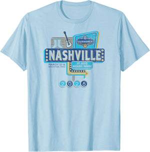 SEC Men's Basketball Tournament 2025 Vintage Nashville White T-Shirt - T-Shirt | Light Blue