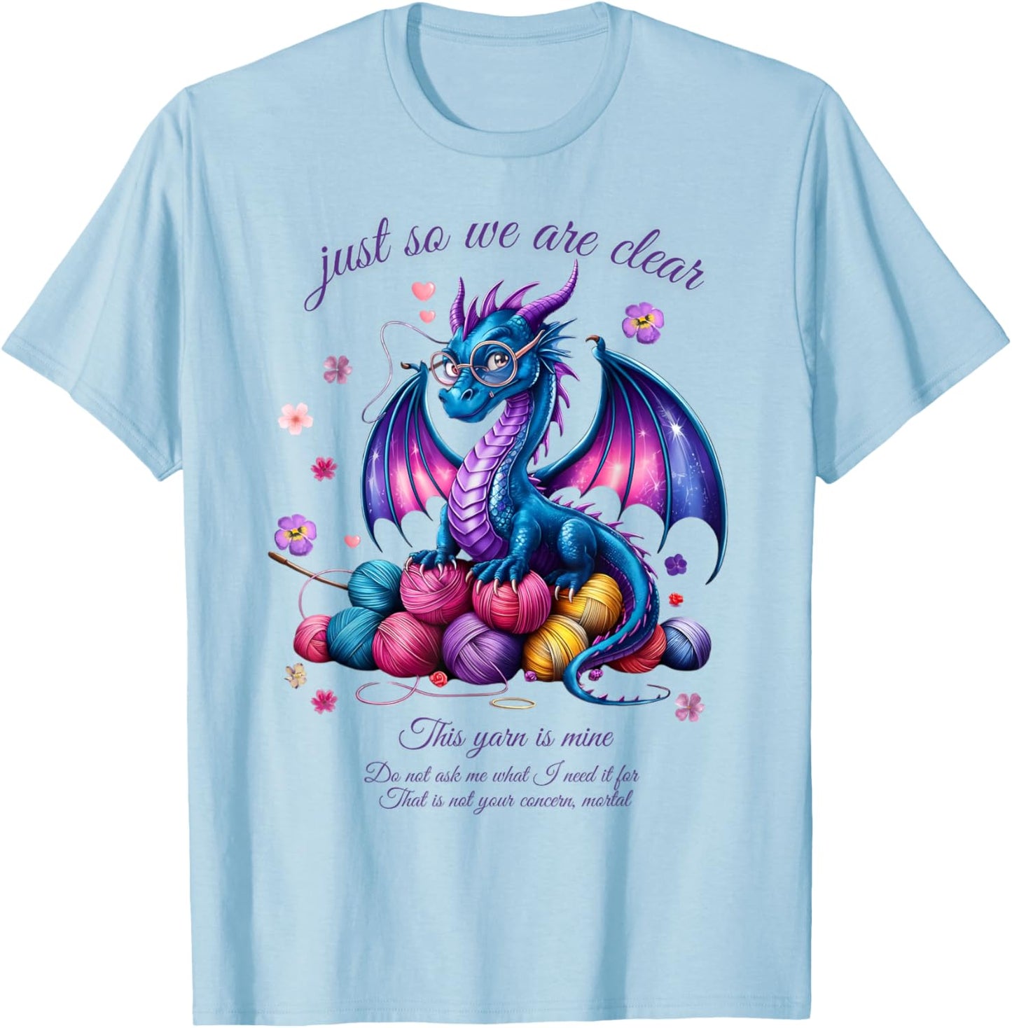 Colorful Dragon Yarn Eggs Funny Knitting Hobby Humor T-Shirt - T-Shirt | Light Blue