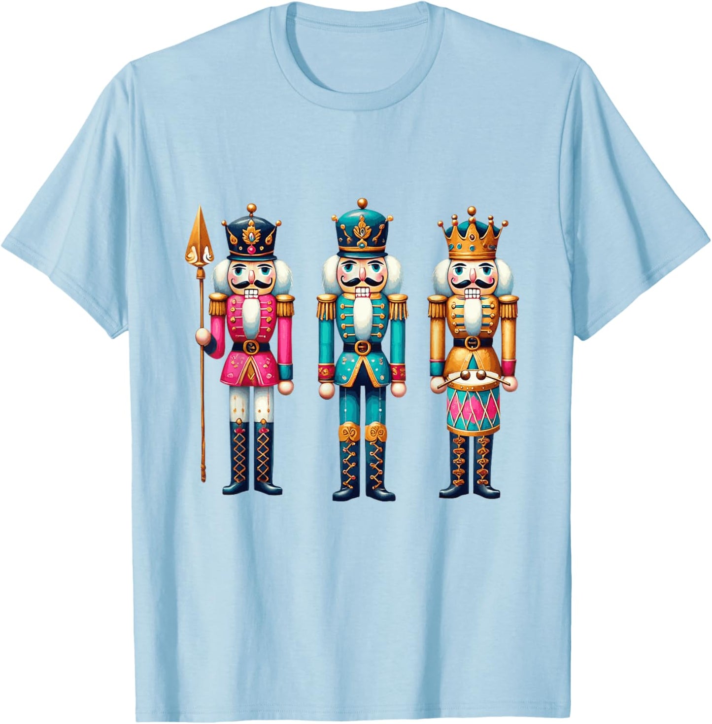 Nutcracker Squad Holiday Christmas Xmas Pajamas Women Kids T-Shirt - T-Shirt | Light Blue