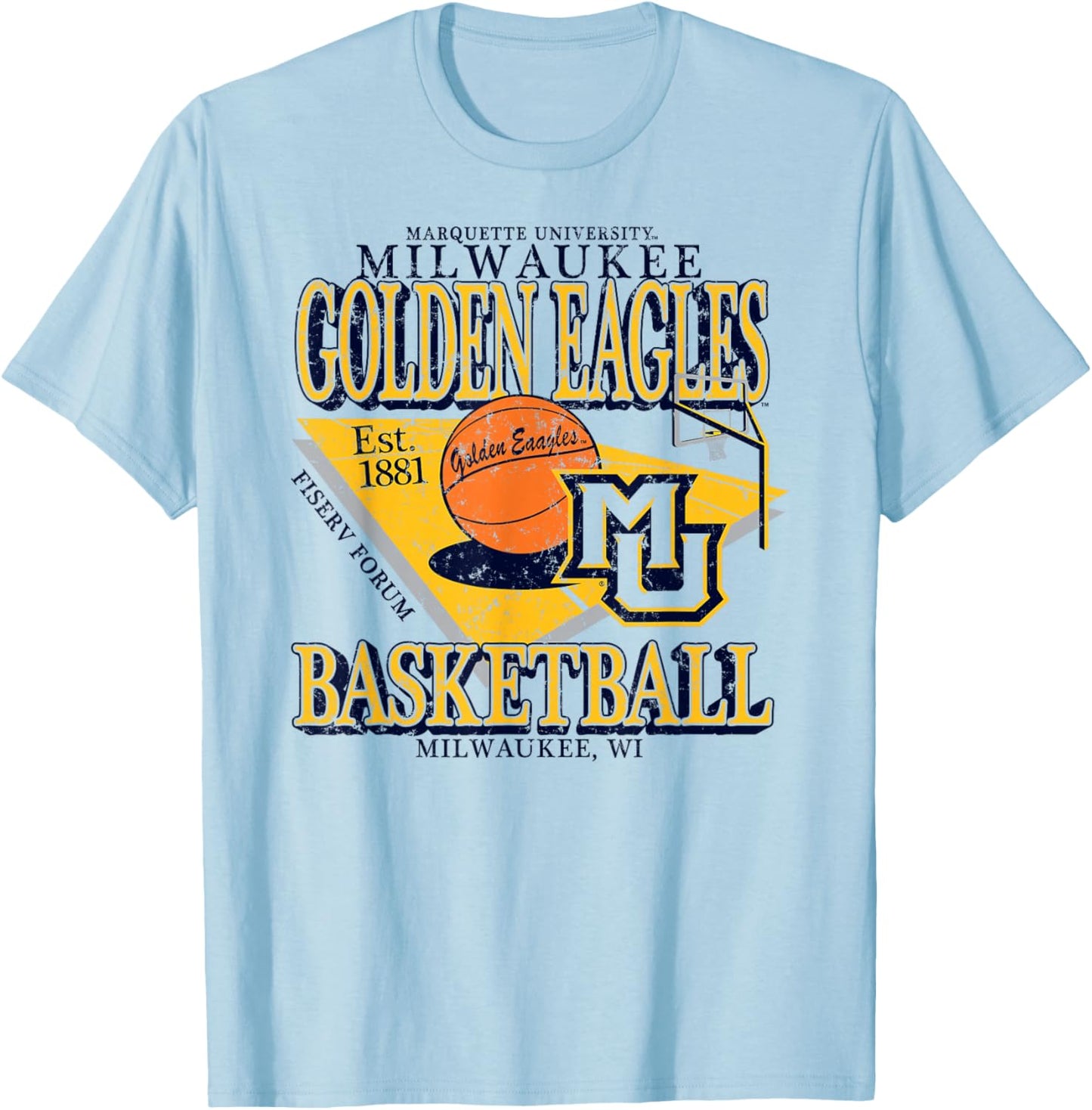 Marquette Golden Eagles Basketball Vintage Milwaukee White T-Shirt - T-Shirt | Light Blue