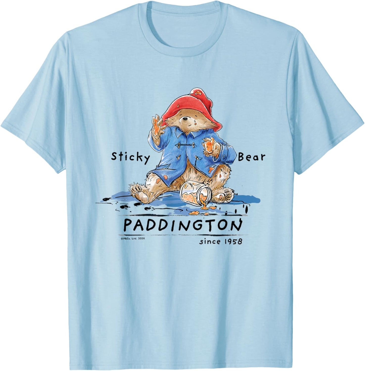 Paddington Sticky Bear Classic Illustration T-Shirt - T-Shirt | Light Blue