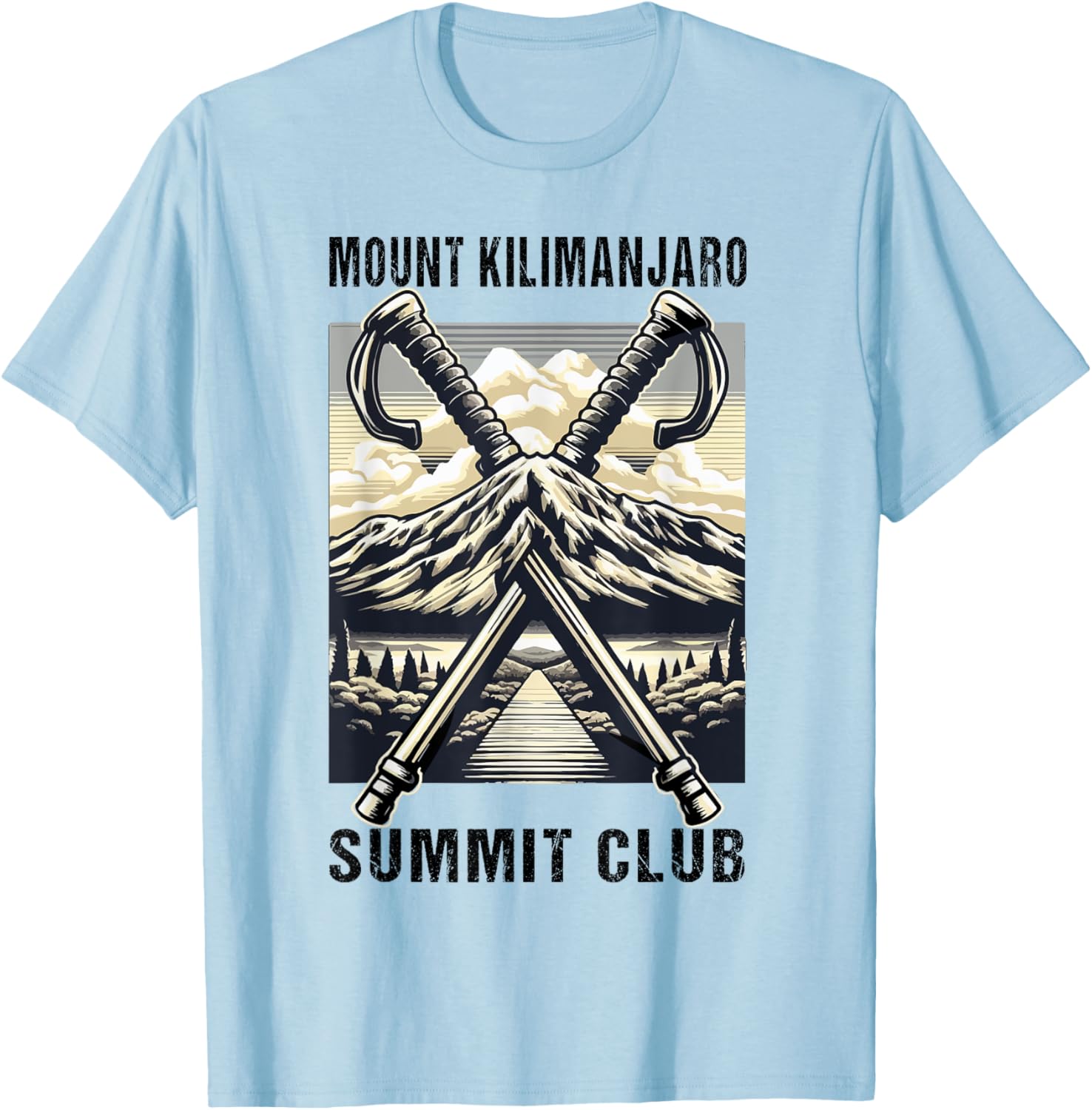 Climbed Mount Kilimanjaro Summit Club Hike Tanzania T-Shirt - T-Shirt | Light Blue