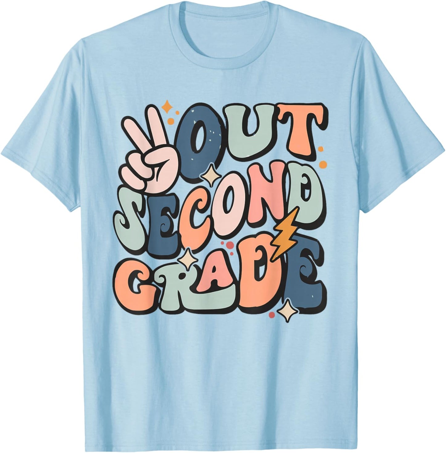 Last Day Of 2nd Grade Smile Face Peace Out Third Grade T-Shirt - T-Shirt | Light Blue